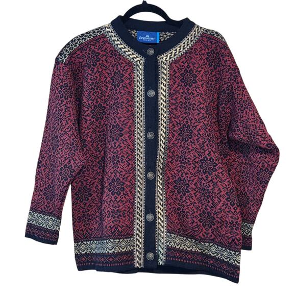 Icewear Wool Cardigan Sweater Vintage Norwear Nordic Button Down Gold Accents M - Picture 3 of 11
